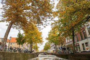 The Netherlands, Delft, October 2022. Canal Oude Delft in Delft canal cruise photo