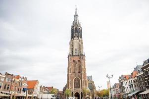 The Netherlands, Delft, October 2022 New church on the market square. The highest landmark in Delft photo