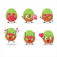 Choco green candy cartoon character with love cute emoticon vector