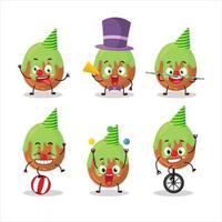 Cartoon character of choco green candy with various circus shows vector