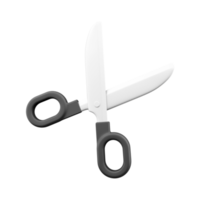 3d render open scissor in white background icon. 3d render scissor icon black and stainless color. 3D render scissor icon on white. png