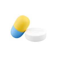 3d render capsule pill. 3d rendering tablet. 3d render pills and medecine on white background. png