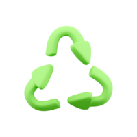 3d render green recycling symbol. 3d rendering green recycle symbol. 3d render green recycle illustration. png