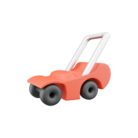 3d render red lawn mower. 3d rendering red lawn mower. 3d render red lawn mower illustration on white background. png