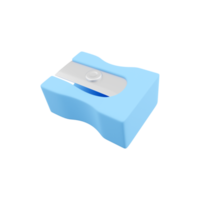 3d render blue pencil sharpener. 3d rendering blue sharpener illustration. 3d render blue sharpener on white background. png