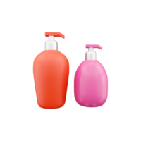 3d hacer rociar botellas 3d representación rojo y rosado rociar botellas 3d hacer rociar botellas ilustración. png