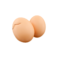 3d render ovos. 3d Renderização casca de ovo rachaduras estágios. 3d render dois ovos em branco fundo. png
