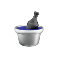 3d render champagne bottle. 3d rendering ice bucket . 3d render champagne bottle inside ice bucket. png