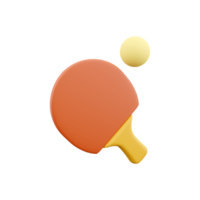 3d geven rood racket voor tafel tennis met wit bal Aan blauw achtergrond. 3d renderen ping pong sport- apparatuur. 3d renderen ping pong sport illustratie. png
