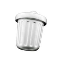 3d render rubbish bin. 3d rendering metal trash can. 3d render trash bin illustration on white background. png