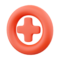 3d hacer añadir icono, más, médico cruzar redondo botón. 3d hacer médico icono. 3d hacer más icono dibujos animados mínimo estilo png