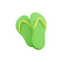 3d render green slippers. 3d rendering beach slippers. 3d render green slippers illustration. png