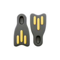 3d render yellow and black fippers. 3d rendering flippers on white bacground. 3d render yellow and black flippers illustration. png