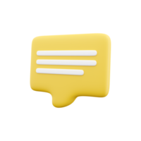 3d render message. 3d rendering online chat. 3d render yellow message on white bakcground. png