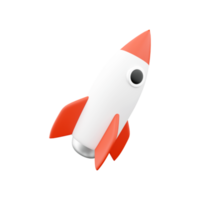 3d render rocket. 3d rendering flying space rocket. 3d render spaceship launch on white background. png