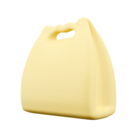 3D render paper bag icon, 3d render paper bag icon on white background icon. 3d brown paper bag render icon. png