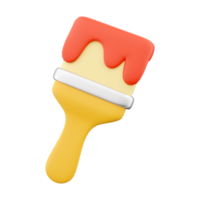 3D render paint brush icon with color. 3D render paint brush icon on white background. 3D render paint brush icon. png