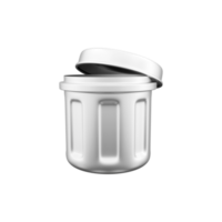 3d render rubbish bin on white background. 3d render rubbish bin. 3d rendering steel rubbish bin illustration. png
