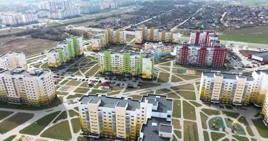 aerial panoramic view of modern residential area of high-rise buildings video