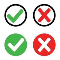 Truth and Falsehood icon in a circle. Check mark and cross in circle icon vector illustration.