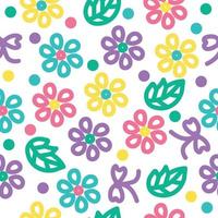 Floral doodle seamless pattern. Creative minimalist style trendy design. Modern abstract colored background. vector