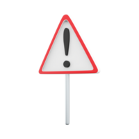 3d representación de un calle peligro signo. la carretera información símbolo. 3d representación otro riesgos icono, dibujos animados icono. png
