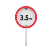 3D render Traffic sign allowed up to 3.5 meters high icon. 3D render icon Traffic sign allowed up to 3.5 meters high on white background. png