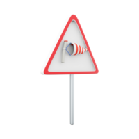 3D render Sudden side cross winds likely ahead road sign, isolated traffic warning flying sock crosswinds sidewind signage, hazard danger windsock icon 3d render wind road sign icon on white. png