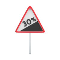 3d render Traffic Sign Steep decline 30 icon. 3D render icon Traffic Sign Steep decline 30 on white background. png