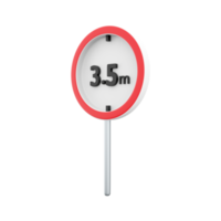 3D render Traffic sign allowed up to 3.5 meters high icon. 3D render icon Traffic sign allowed up to 3.5 meters high on white background. png