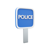 3D render Police road sign isolated on transparent background illustration. 3D render Police road sign isolated icon on white. png