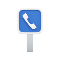 3d render Illustration Telephone Road Sign Icon.3d rendering telephone road sign, cartoon icon. png