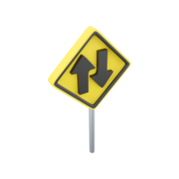 3d render icon two way traffic sign. U S. Two-way traffic sign 3d render cartoon icon on white background. png