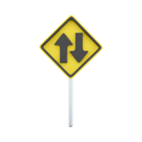 3d hacer icono dos camino tráfico signo. tu s. de doble sentido tráfico firmar 3d hacer dibujos animados icono en blanco antecedentes. png
