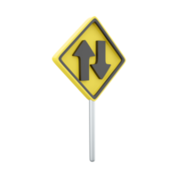 3d render icon two way traffic sign. U S. Two-way traffic sign 3d render cartoon icon on white background. png