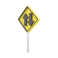 3d render icon two way traffic sign. U S. Two-way traffic sign 3d render cartoon icon on white background. png