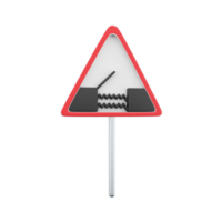 3D render graphic of a uk swing bridge road sign. It consists of a depiction of an open bridge positioned above water contained within a red triangle. png