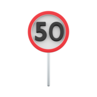 3d render Road sign in speed limit at 50 km h. 3d rendering speed limit at 50 km speed limit at 50 km cartoon icon. png