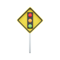 3d machen der Verkehr Signal Symbol unterzeichnen. halt voraus Zeichen der Verkehr Licht voraus Warnung.3d Rendern svetofür Karikatur Symbol. png