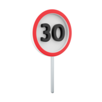 3d rendre 30 kilomètres ou miles par heure max la vitesse limite rouge signe - 30 la vitesse limite circulation signe modifiable illustration. 3d le rendu 30 la vitesse limite circulation signe dessin animé icône. png