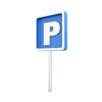3d render azul estacionamento placa. isolado ilustração. 3d render estacionamento ícone em branco fundo. png