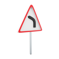 3d rendering Left turn road sign sign flat icon, colorful pictogram isolated on white. Symbol, logo illustration. Flat style design. 3D rendering cartoon Left turn road sign icon. png