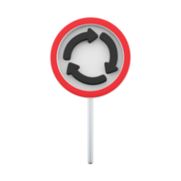 3d render Roundabout Circulation sign line icon. roundabout road. Roundabout sign flat icon. 3d rendering cartoon Circular motion road sign icon. png