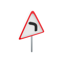 3d rendering Left turn road sign sign flat icon, colorful pictogram isolated on white. Symbol, logo illustration. Flat style design. 3D rendering cartoon Left turn road sign icon. png
