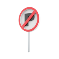 3d render traffic parking ban sign. 3d rendering traffic parking ban cartoon icon. png