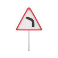 3d rendering Left turn road sign sign flat icon, colorful pictogram isolated on white. Symbol, logo illustration. Flat style design. 3D rendering cartoon Left turn road sign icon. png