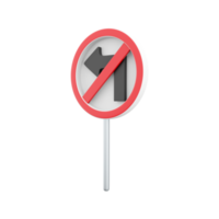 3D render Do not turn left traffic sign. 3D render do not turn icon on white background. Road sign icon. png