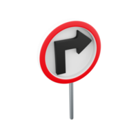3d render Turn Right Traffic Road Sign. 3d rendering Turn Right Traffic Road Sign, cartoon icon. png