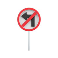 3D render Do not turn left traffic sign. 3D render do not turn icon on white background. Road sign icon. png