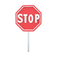 3d render red stop sign. The concept of warning. 3D render stop sign cartoon icon. png